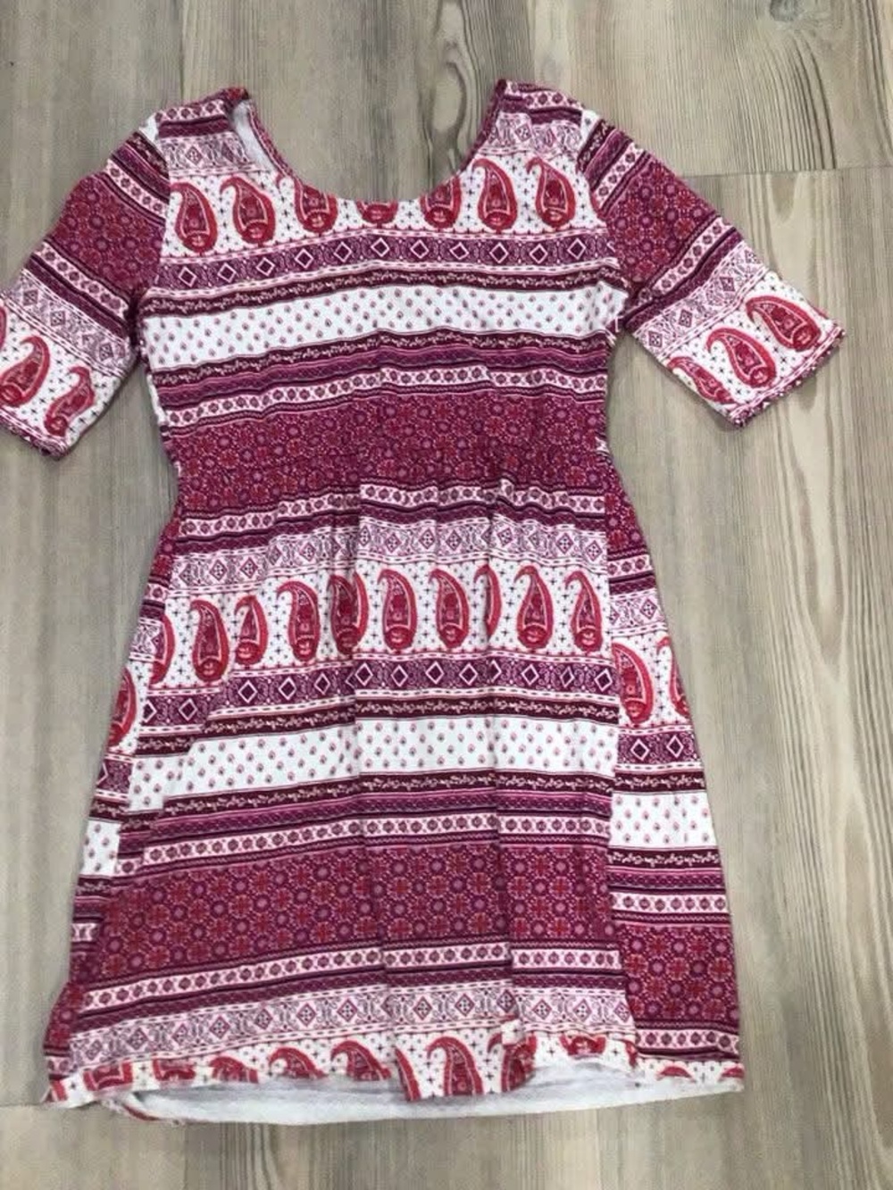 Old Navy Pink and White Paisley Stripe Kids Casual Dress